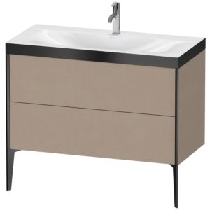 Duravit XViu vanity unit XV4711OB275P 100x48cm, 2 2000 outs, match2 tap hole, matt black, Rahmen P, linen