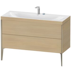 Duravit XViu vanity unit XV4712EB171C 120x48cm, 2 drawers, 2 tap holes, matt champagne, Rahmen C, Mediterranean oak