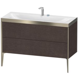 Duravit XViu Waschtisch-Unterschrank XV4712EB172P 120x48cm, 2 Schubkästen, 2 Hahnlöcher, champagner matt, Rahmen P, eiche dunkel gebürstet