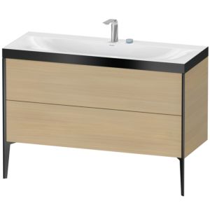 Duravit XViu Waschtisch-Unterschrank XV4712EB271P 120x48cm, 2 Schubkästen, 2 Hahnlöcher, schwarz matt, Rahmen P, mediterrane eiche