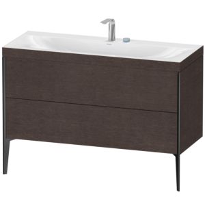 Duravit XViu Waschtisch-Unterschrank XV4712EB272C 120x48cm, 2 Schubkästen, 2 Hahnlöcher, schwarz matt, Rahmen C, eiche dunkel gebürstet