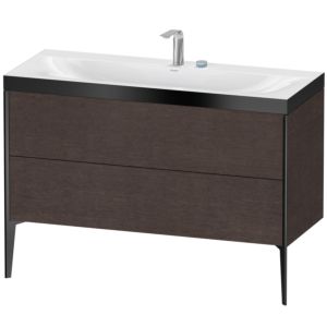 Duravit XViu Waschtisch-Unterschrank XV4712EB272P 120x48cm, 2 Schubkästen, 2 Hahnlöcher, schwarz matt, Rahmen P, eiche dunkel gebürstet