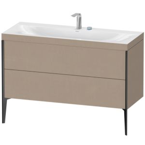 Duravit XViu vanity unit XV4712EB275C 120x48cm, 2 drawers, 2 tap holes, matt black, Rahmen C, linen