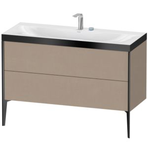 Duravit XViu vanity unit XV4712EB275P 120x48cm, 2 drawers, 2 tap holes, matt black, Rahmen P, linen
