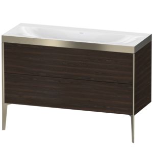 Duravit XViu vanity unit XV4712NB169P 120x48cm, 2 drawers, without tap hole, matt champagne, Rahmen P, brushed walnut