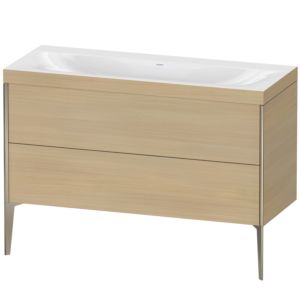 Duravit XViu vanity unit XV4712NB171C 120x48cm, 2 drawers, without tap hole, matt champagne, Rahmen C, Mediterranean oak
