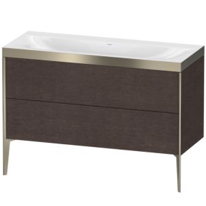 Duravit XViu vanity unit XV4712NB172P 120x48cm, 2 drawers, without tap hole, matt champagne, Rahmen P, brushed dark oak