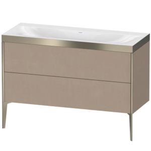 XViu Duravit vasque XV4712NB175P 120x48cm, 2 tiroirs, sans trou pour robinet, champagne mat, Cadres P, lin