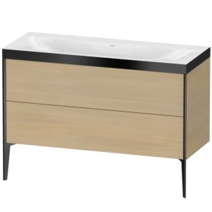 Duravit XViu Waschtisch-Unterschrank XV4712NB271P 120x48cm, 2 Schubkästen, ohne Hahnloch, schwarz matt, Rahmen P, mediterrane eiche