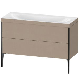 Duravit XViu vanity unit XV4712NB275C 120x48cm, 2 drawers, without tap hole, matt black, Rahmen C, linen