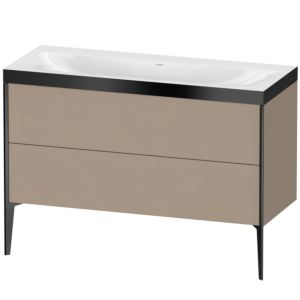 Duravit XViu vanity unit XV4712NB275P 120x48cm, 2 drawers, without tap hole, matt black, Rahmen P, linen