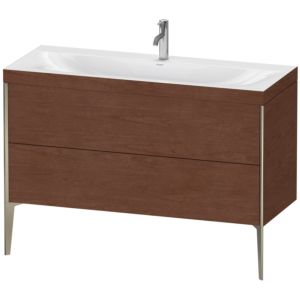 Duravit XViu vanity unit XV4712OB113C 120x48cm, 2 drawers, 2000 tap hole, matt champagne, Rahmen C, American walnut