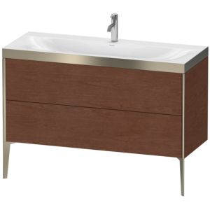 XViu Duravit vasque XV4712OB113P 120x48cm, 2 tiroirs, 2000 , champagne mat, Cadres P, noyer américain