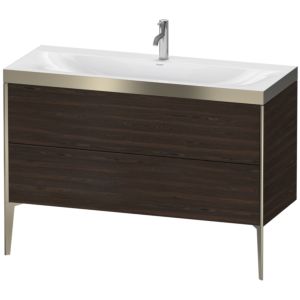 Duravit XViu vanity unit XV4712OB169P 120x48cm, 2 drawers, 2000 tap hole, matt champagne, Rahmen P, brushed walnut