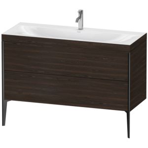 Duravit XViu vanity unit XV4712OB269C 120x48cm, 2 drawers, 2000 tap hole, matt black, Rahmen C, brushed walnut