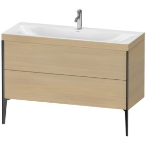 Duravit XViu vanity unit XV4712OB271C 120x48cm, 2 drawers, 2000 tap hole, matt black, Rahmen C, Mediterranean oak