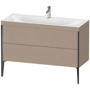Duravit XViu vanity unit XV4712OB275C 120x48cm, 2 drawers, 2000 tap hole, matt black, Rahmen C, linen