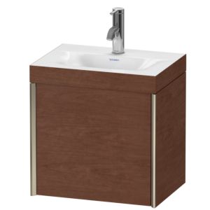 Duravit XViu vanity unit XV4630OB113C 45x33.3cm, 2000 door, left, 2000 tap hole, matt champagne, Rahmen C, American walnut