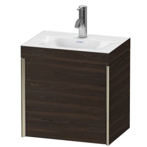 Duravit XViu vanity unit XV4630OB169C 45x33.3cm, 2000 door, left, 2000 tap hole, matt champagne, Rahmen C, brushed walnut