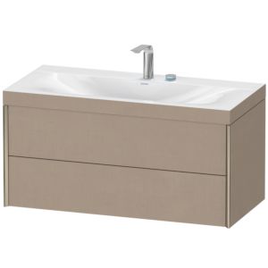 Duravit XViu Waschtisch-Unterschrank XV4616EB175C 100x48cm, 2 Schubkästen, 2 Hahnlöcher, champagner matt, Rahmen C, leinen