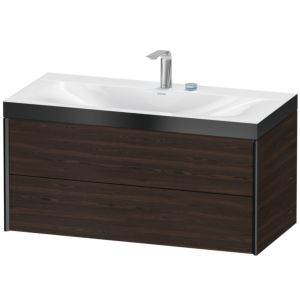 Duravit XViu vanity unit XV4616EB269P 100x48cm, 2 drawers, 2 tap holes, matt black, Rahmen P, brushed walnut
