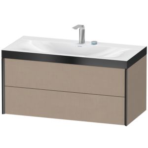 Duravit XViu vanity unit XV4616EB275P 100x48cm, 2 drawers, 2 tap holes, matt black, Rahmen P, linen