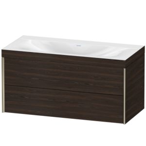 Duravit XViu vanity unit XV4616NB169C 100x48cm, 2 drawers, without tap hole, matt champagne, Rahmen C, brushed walnut
