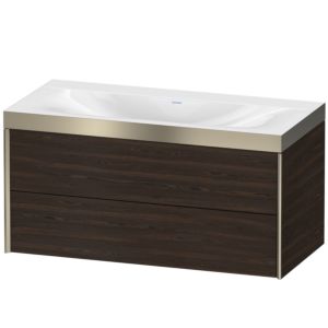 Duravit XViu vanity unit XV4616NB169P 100x48cm, 2 drawers, without tap hole, matt champagne, Rahmen P, brushed walnut