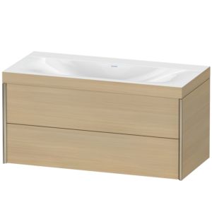 Duravit XViu vanity unit XV4616NB171C 100x48cm, 2 drawers, without tap hole, matt champagne, Rahmen C, Mediterranean oak