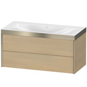 Duravit XViu vanity unit XV4616NB171P 100x48cm, 2 drawers, without tap hole, matt champagne, Rahmen P, Mediterranean oak