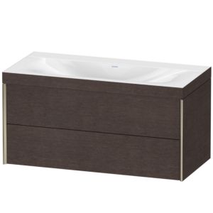 Duravit XViu vanity unit XV4616NB172C 100x48cm, 2 drawers, without tap hole, matt champagne, Rahmen C, brushed dark oak