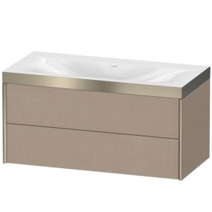 Duravit XViu Waschtisch-Unterschrank XV4616NB175P 100x48cm, 2 Schubkästen, ohne Hahnloch, champagner matt, Rahmen P, leinen