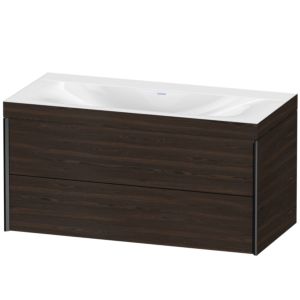 Duravit XViu vanity unit XV4616NB269C 100x48cm, 2 drawers, without tap hole, matt black, Rahmen C, brushed walnut