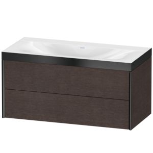 Duravit XViu vanity unit XV4616NB272P 100x48cm, 2 drawers, without tap hole, matt black, Rahmen P, brushed dark oak