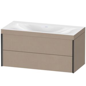 XViu Duravit vasque XV4616NB275C 100x48cm, 2 tiroirs, sans trou pour robinet, noir mat, Cadres C, lin