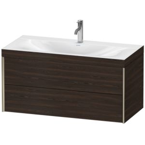 Duravit XViu vanity unit XV4616OB169C 100x48cm, 2 drawers, 2000 tap hole, matt champagne, Rahmen C, brushed walnut
