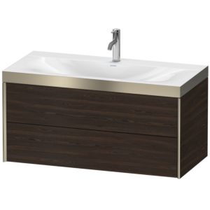 Duravit XViu vanity unit XV4616OB169P 100x48cm, 2 drawers, 2000 tap hole, matt champagne, Rahmen P, brushed walnut