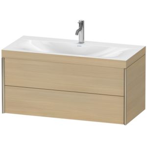 Duravit XViu vanity unit XV4616OB171C 100x48cm, 2 drawers, 2000 tap hole, matt champagne, Rahmen C, Mediterranean oak