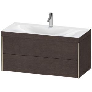 Duravit XViu vanity unit XV4616OB172C 100x48cm, 2 drawers, 2000 tap hole, matt champagne, Rahmen C, brushed dark oak