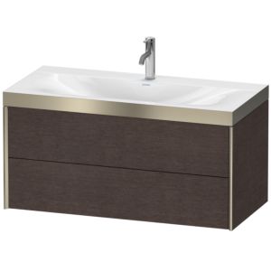Duravit XViu vanity unit XV4616OB172P 100x48cm, 2 drawers, 2000 tap hole, matt champagne, Rahmen P, brushed dark oak