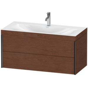 Duravit XViu vanity unit XV4616OB213C 100x48cm, 2 drawers, 2000 tap hole, matt black, Rahmen C, American walnut