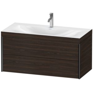 Duravit XViu vanity unit XV4616OB269C 100x48cm, 2 drawers, 2000 tap hole, matt black, Rahmen C, brushed walnut
