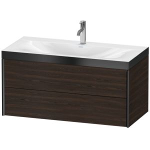 Duravit XViu vanity unit XV4616OB269P 100x48cm, 2 drawers, 2000 tap hole, matt black, Rahmen P, brushed walnut