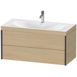 Duravit XViu vanity unit XV4616OB271C 100x48cm, 2 drawers, 2000 tap hole, matt black, Rahmen C, Mediterranean oak