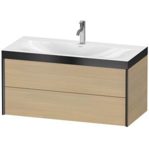 Duravit XViu vanity unit XV4616OB271P 100x48cm, 2 drawers, 2000 tap hole, matt black, Rahmen P, Mediterranean oak