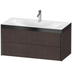 Duravit XViu Waschtisch-Unterschrank XV4616OB272P 100x48cm, 2 Schubkästen, 1 Hahnloch, schwarz matt, Rahmen P, eiche dunkel gebürstet