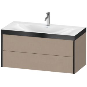 Duravit XViu vanity unit XV4616OB275P 100x48cm, 2 drawers, 2000 tap hole, matt black, Rahmen P, linen