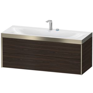 Duravit XViu vanity unit XV4617EB169P 120x48cm, 2 drawers, 2 tap holes, matt champagne, Rahmen P, brushed walnut