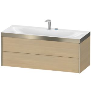 Duravit XViu vanity unit XV4617EB171P 120x48cm, 2 drawers, 2 tap holes, matt champagne, Rahmen P, Mediterranean oak