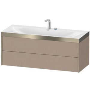Duravit XViu vanity unit XV4617EB175P 120x48cm, 2 drawers, 2 tap holes, matt champagne, Rahmen P, linen